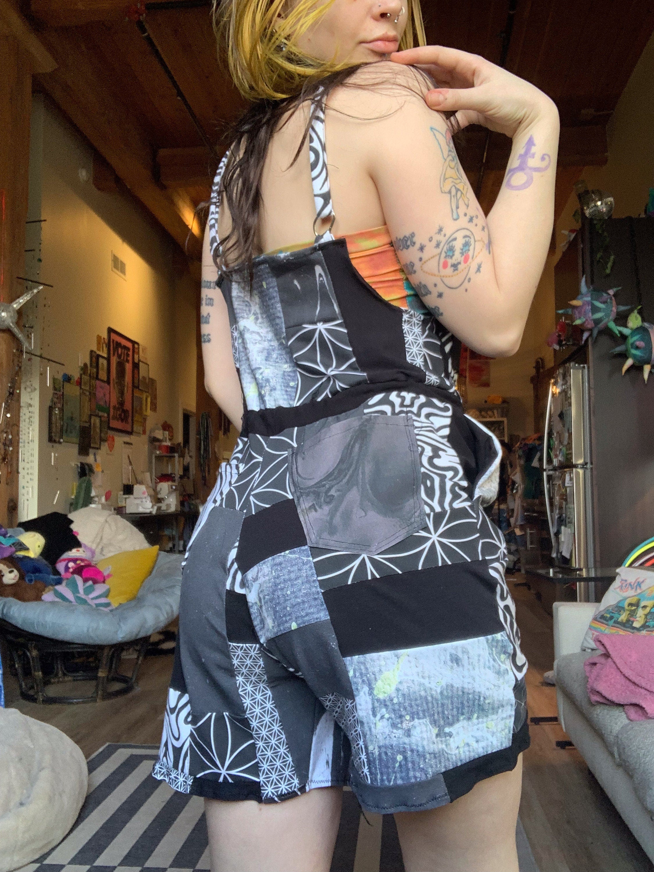 MTO Patchwork Short Overalls- FULLY Customizable and UNISEX
