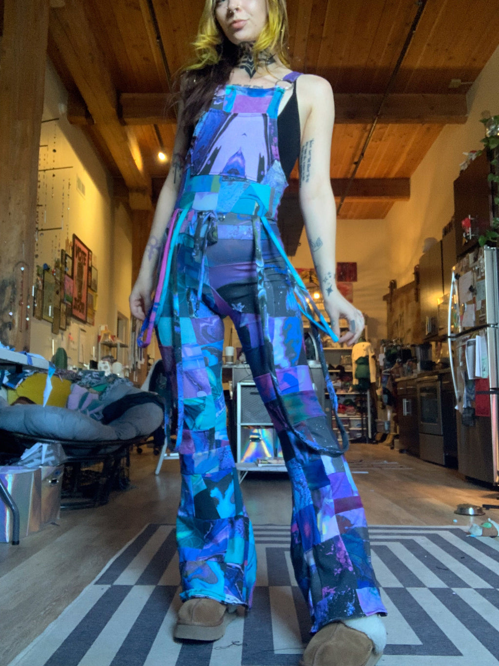 MTO Bell Bottom Patchwork Overalls