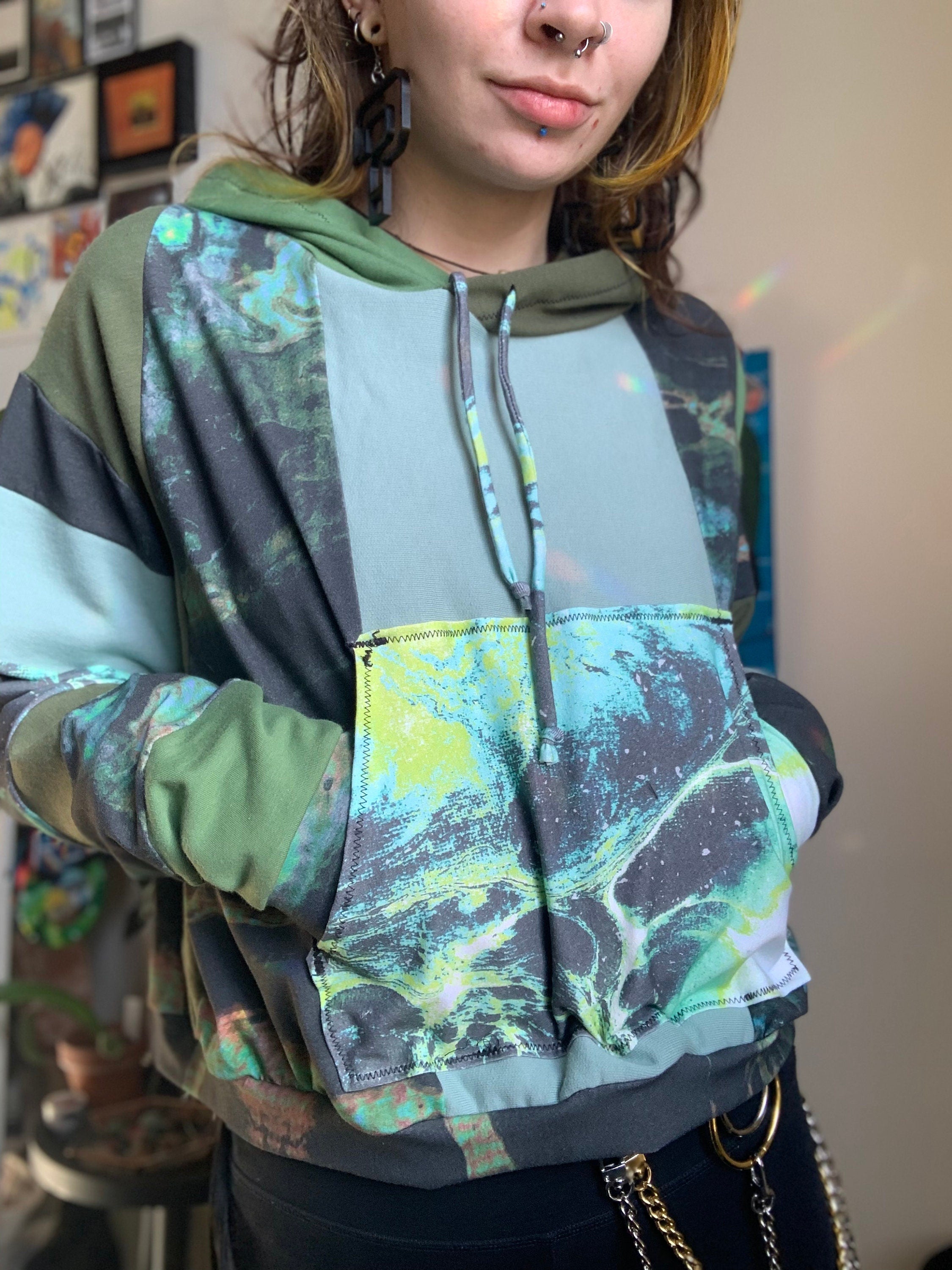 MTO Cropped Patchwork Hoodie