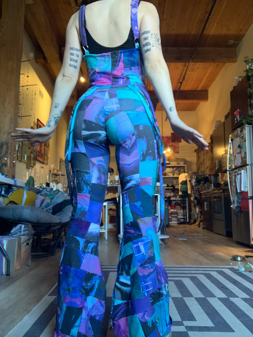 MTO Bell Bottom Patchwork Overalls