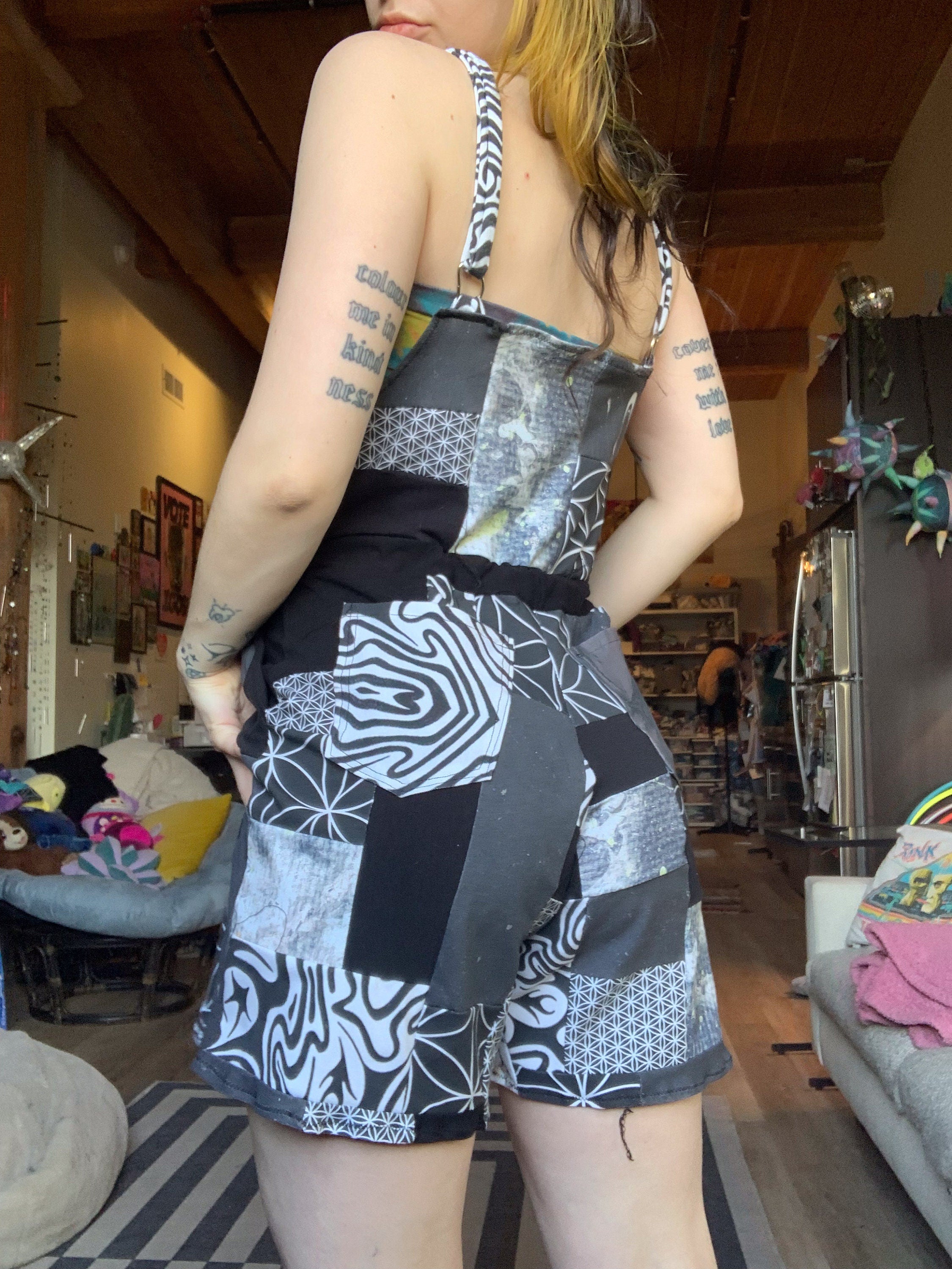 MTO Patchwork Short Overalls- FULLY Customizable and UNISEX