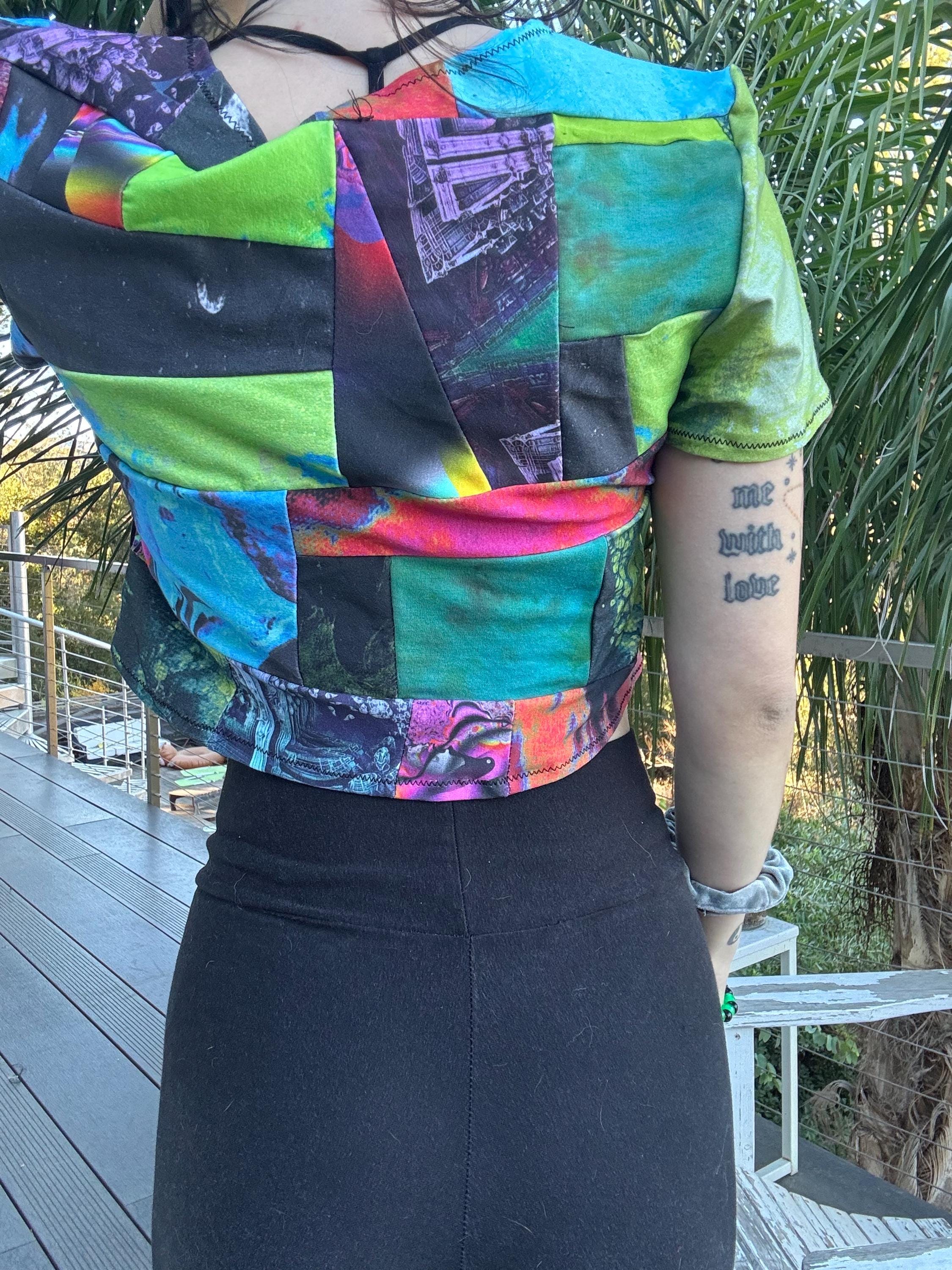 MTO Cubic Patchwork Cropped T-shirt - Choose Your Patterns