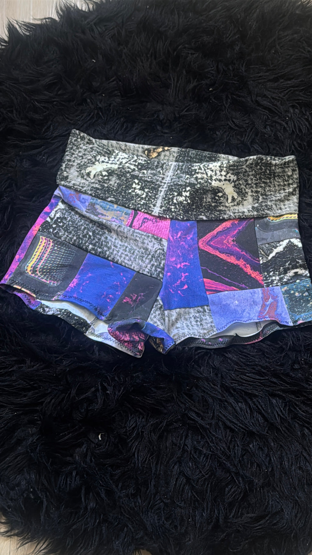 RTS Fold-over waist Patchwork Booty Shorts