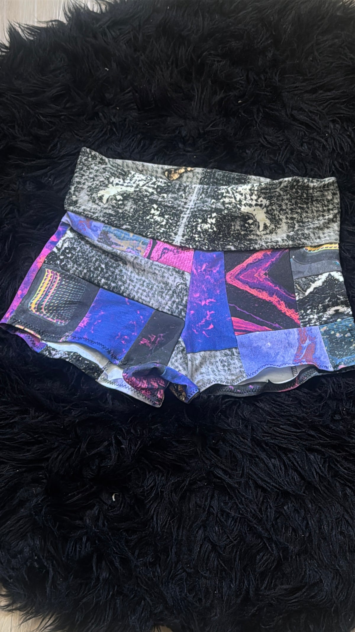 RTS Fold-over waist Patchwork Booty Shorts