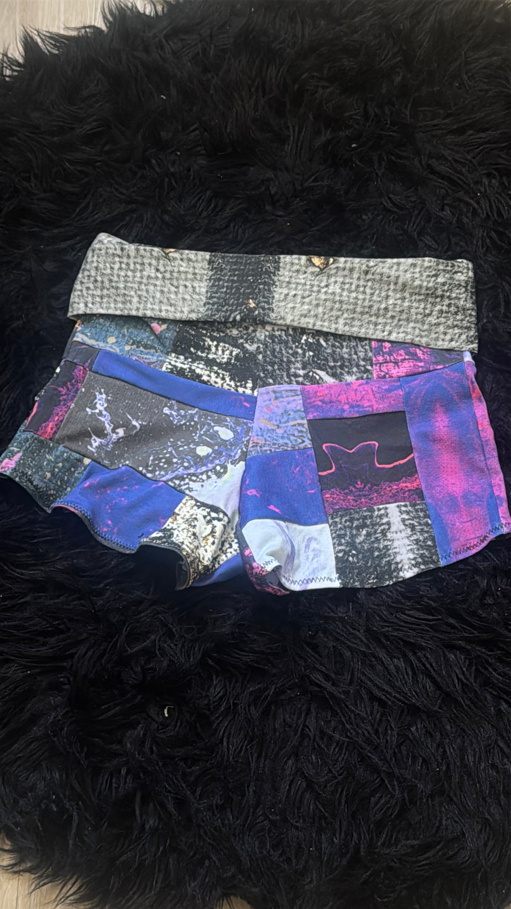 RTS Fold-over waist Patchwork Booty Shorts