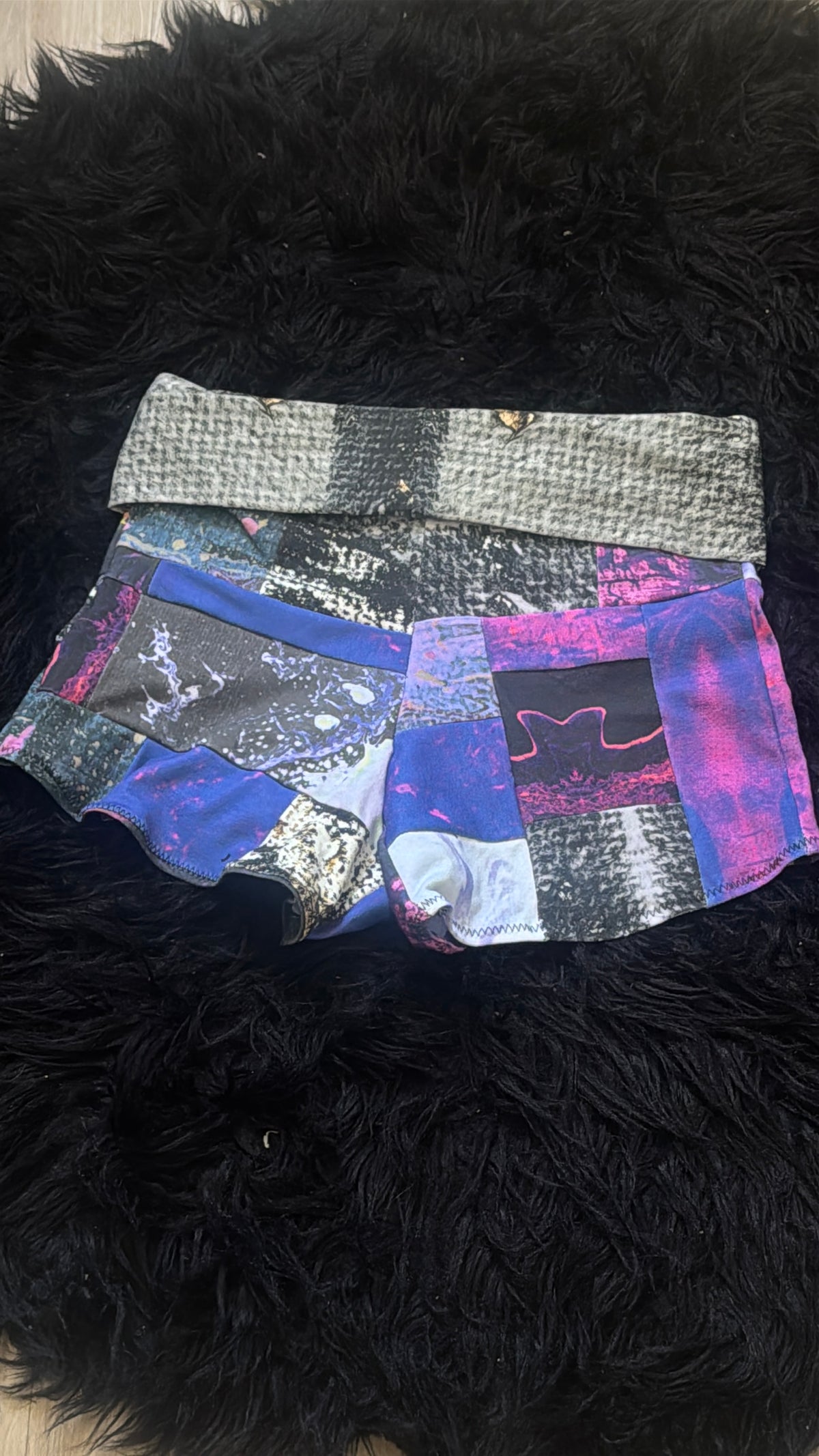 RTS Fold-over waist Patchwork Booty Shorts