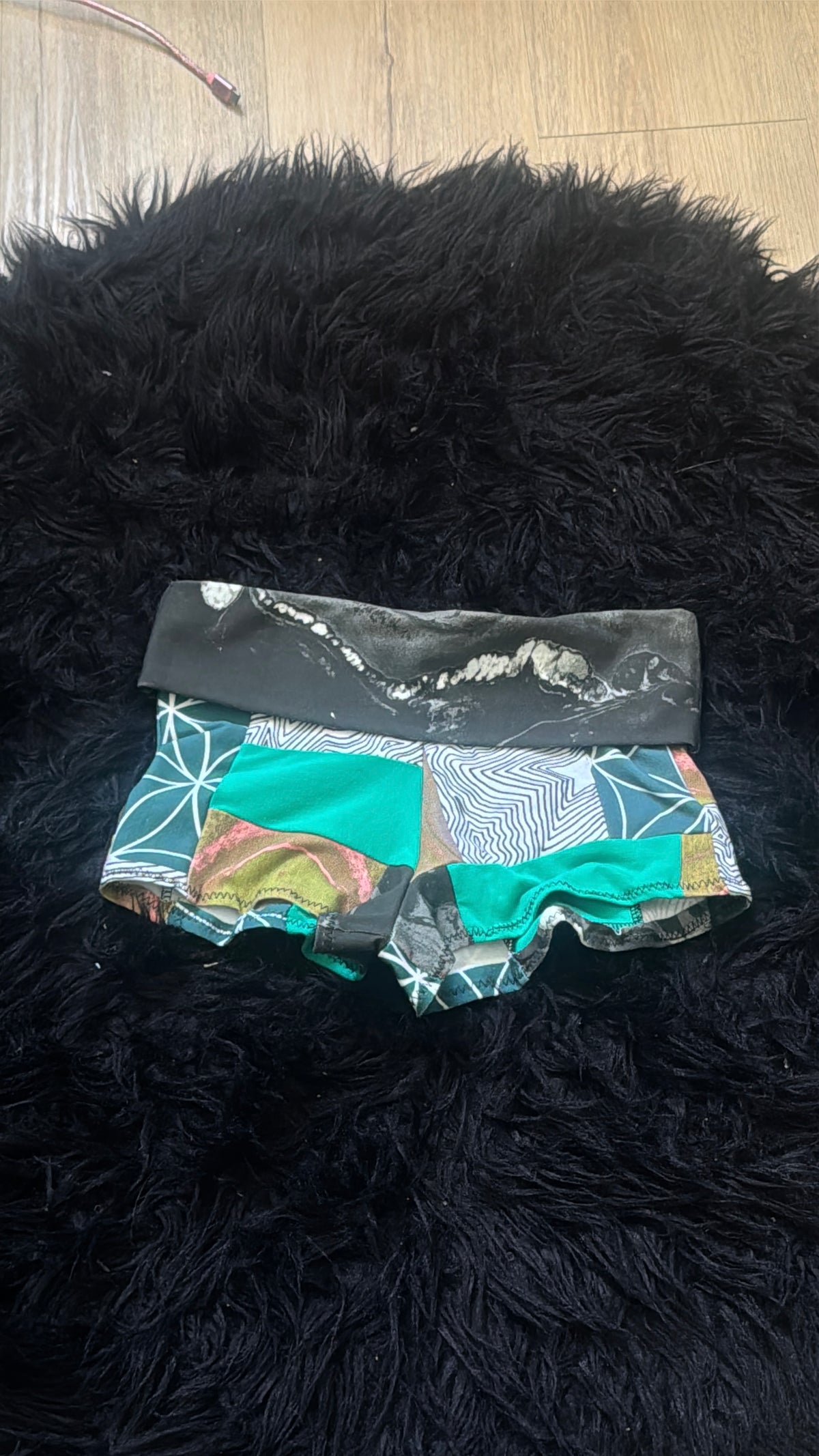 RTS Fold-over waist Patchwork Booty Shorts