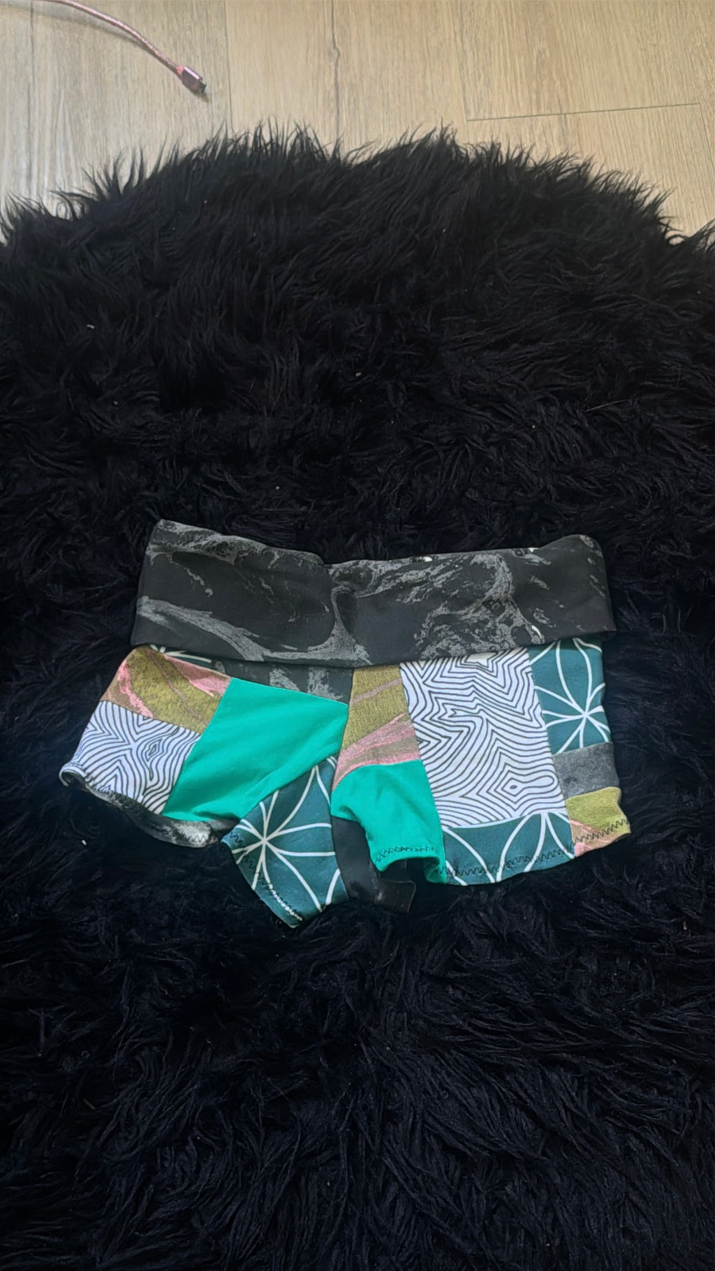 RTS Fold-over waist Patchwork Booty Shorts