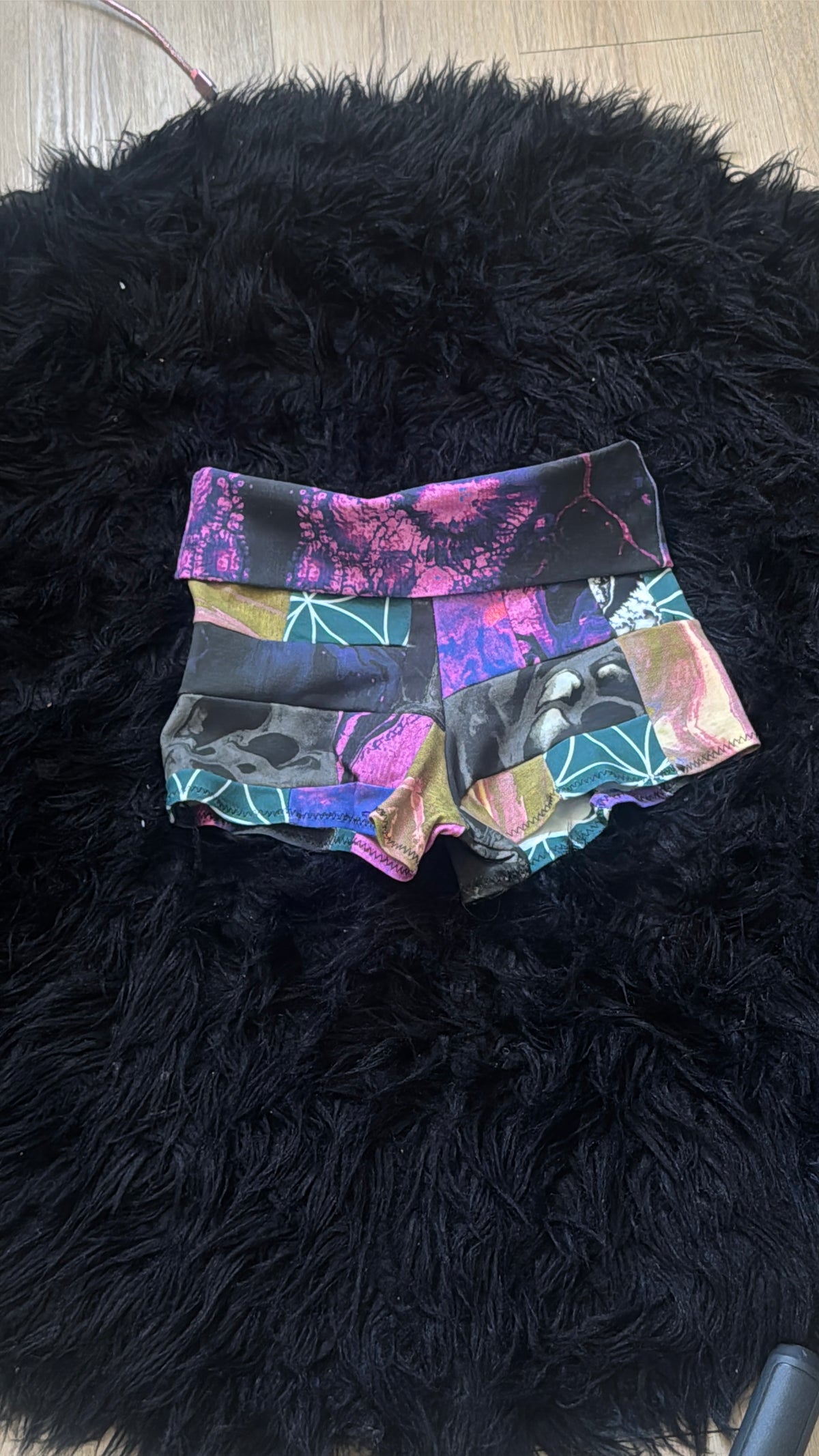 RTS Fold-over waist Patchwork Booty Shorts