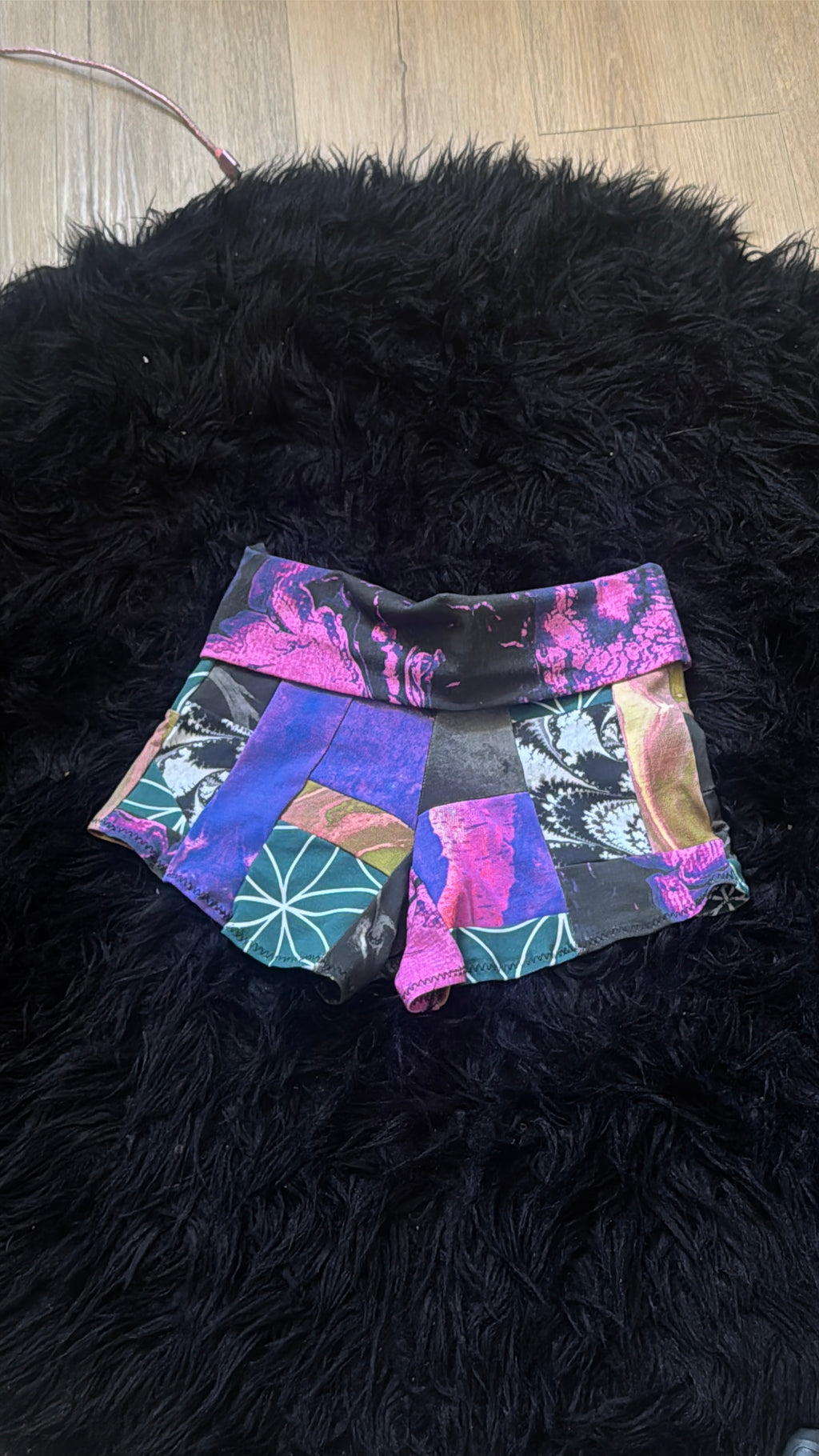 RTS Fold-over waist Patchwork Booty Shorts