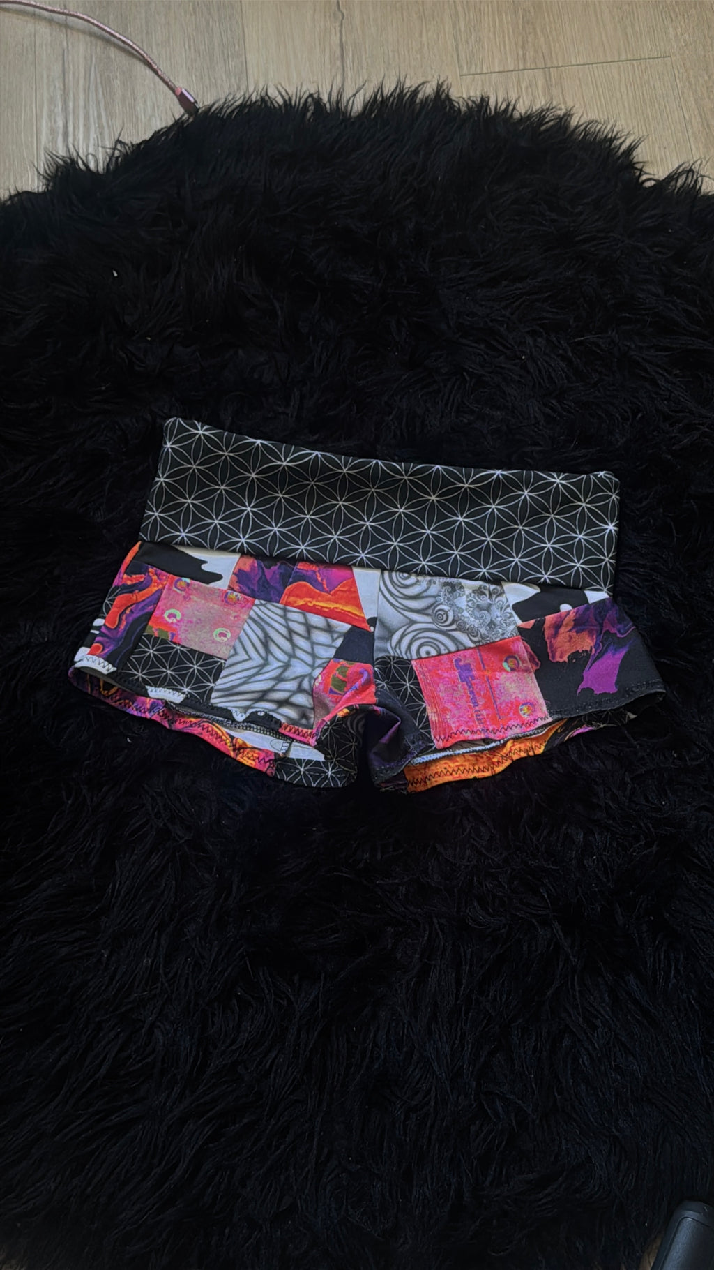 RTS Fold-over waist Patchwork Booty Shorts