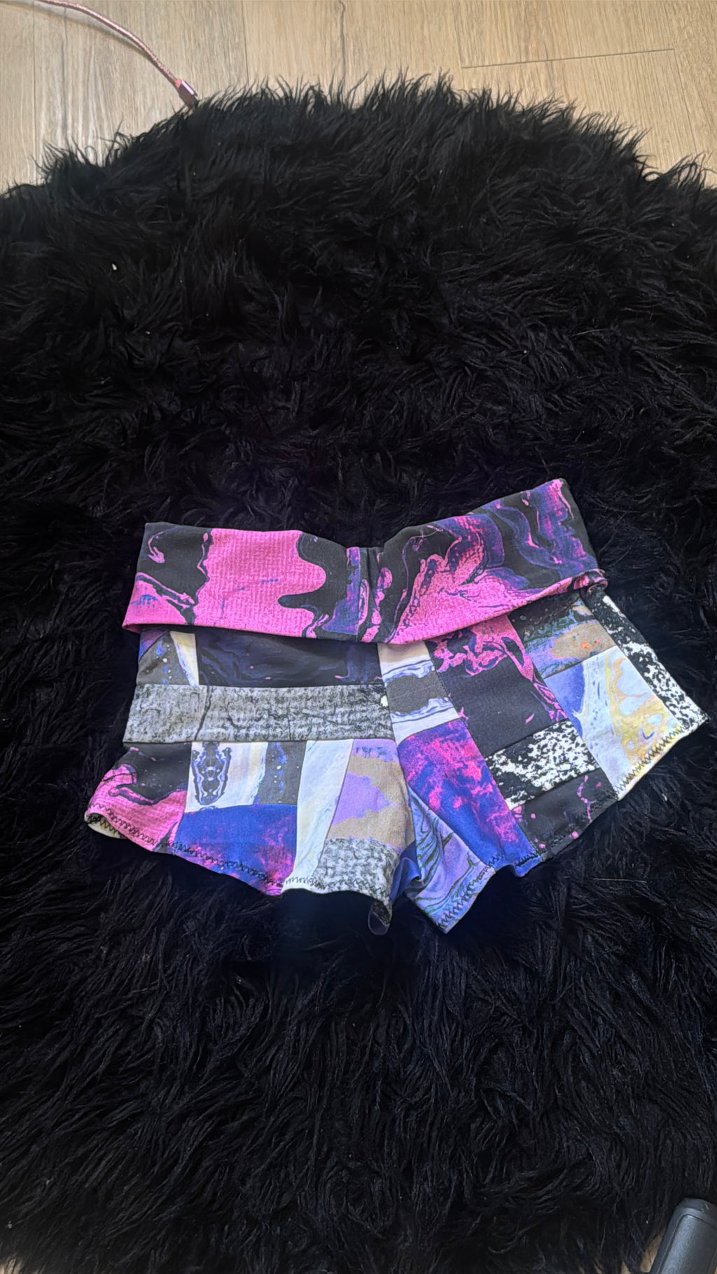 RTS Fold-over waist Patchwork Booty Shorts