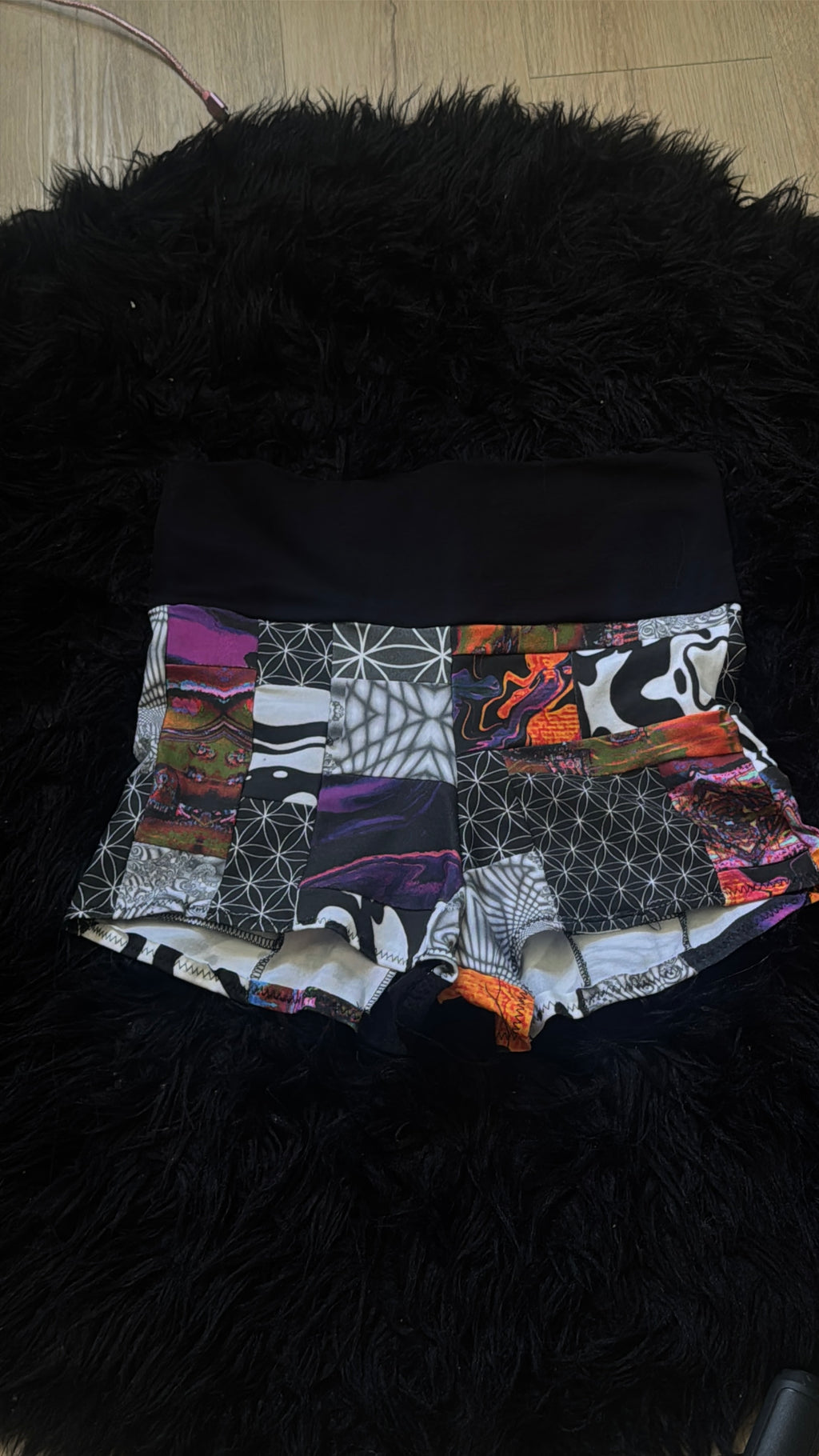 RTS Fold-over waist Patchwork Booty Shorts