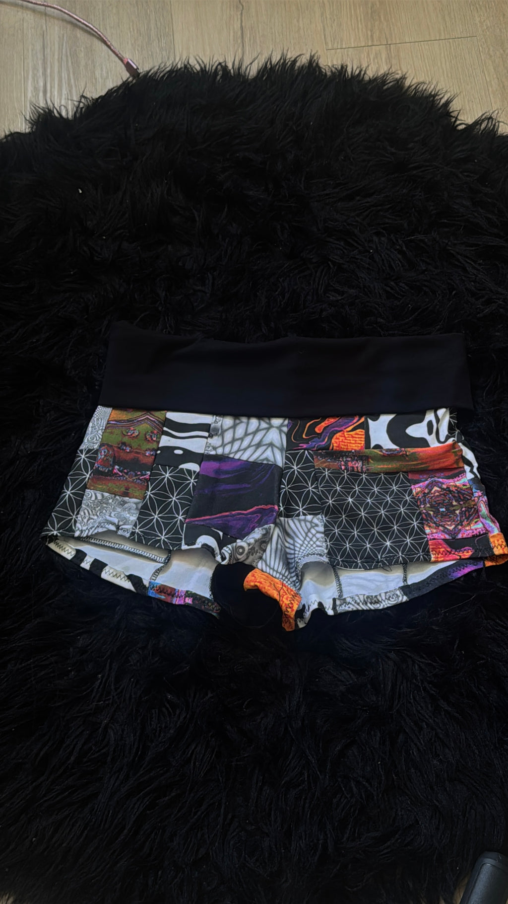 RTS Fold-over waist Patchwork Booty Shorts