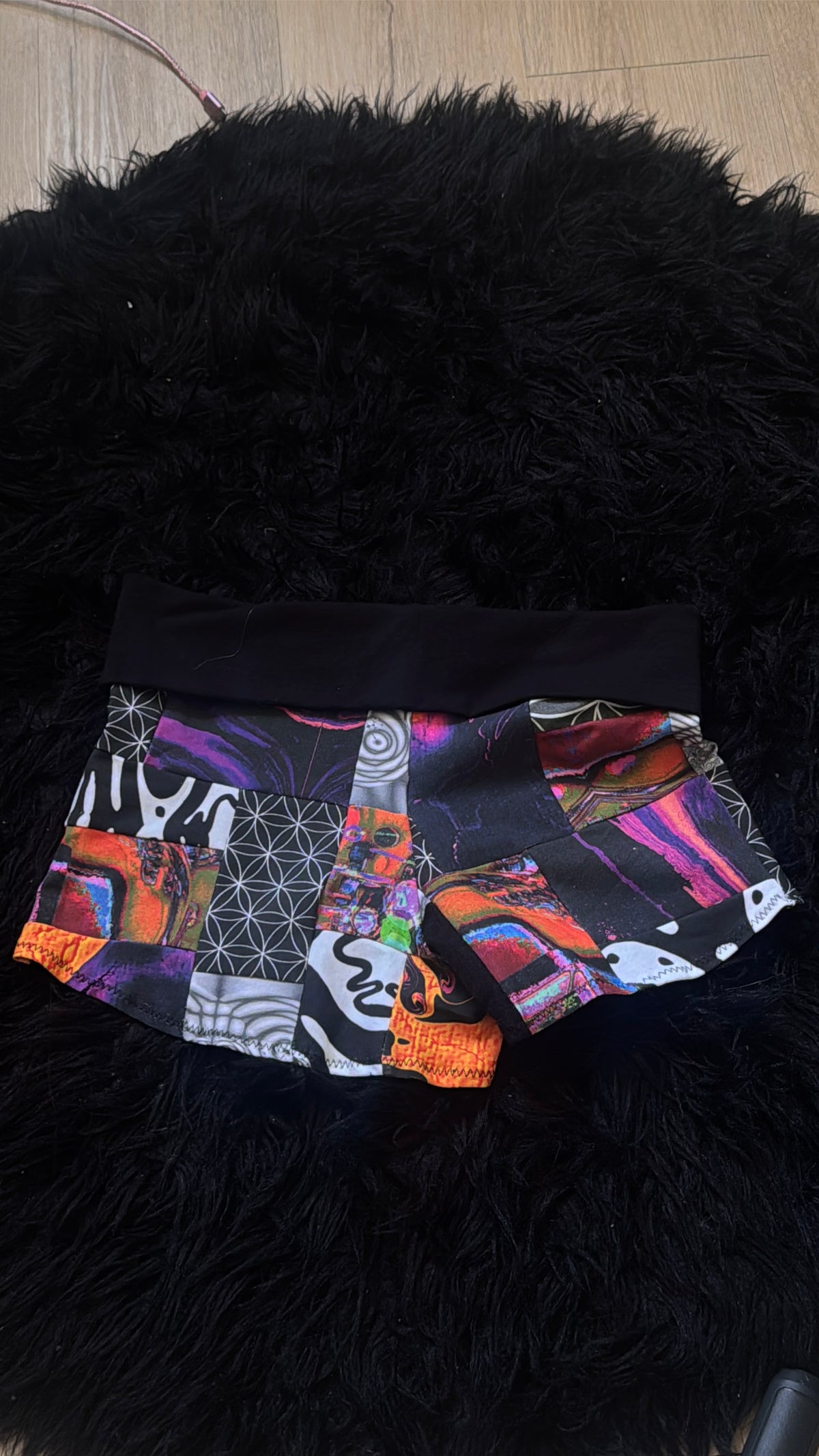 RTS Fold-over waist Patchwork Booty Shorts