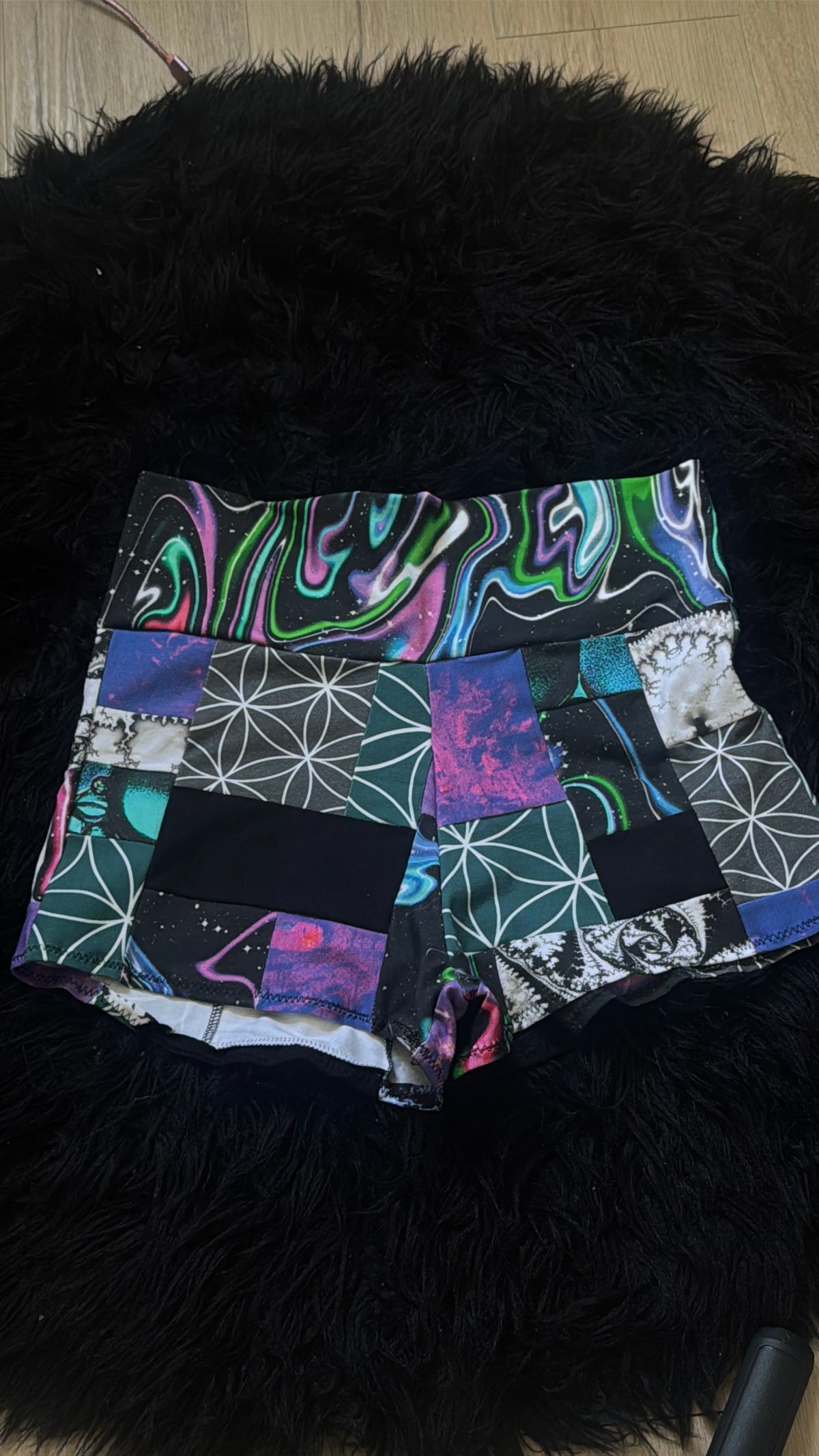 RTS Fold-over waist Patchwork Booty Shorts