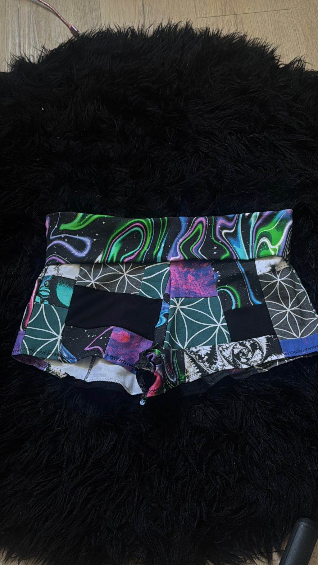 RTS Fold-over waist Patchwork Booty Shorts