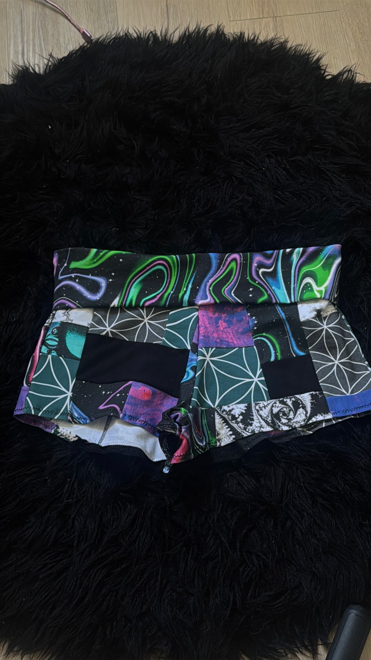 RTS Fold-over waist Patchwork Booty Shorts
