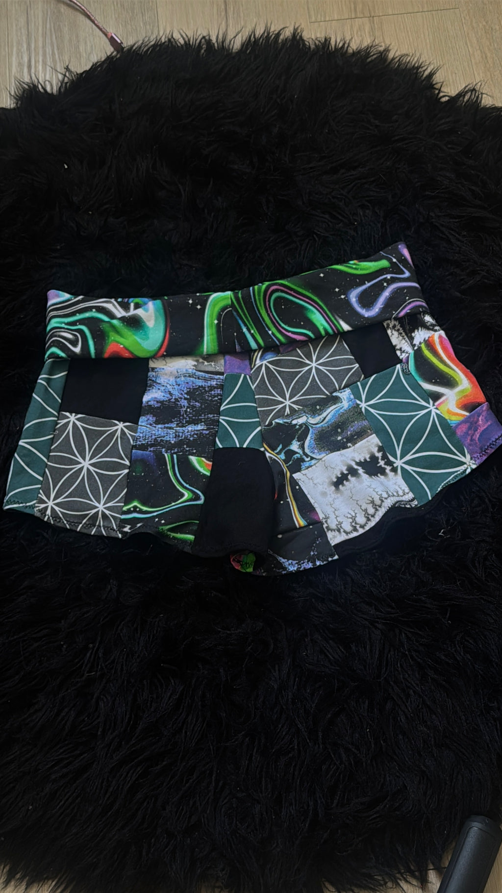 RTS Fold-over waist Patchwork Booty Shorts
