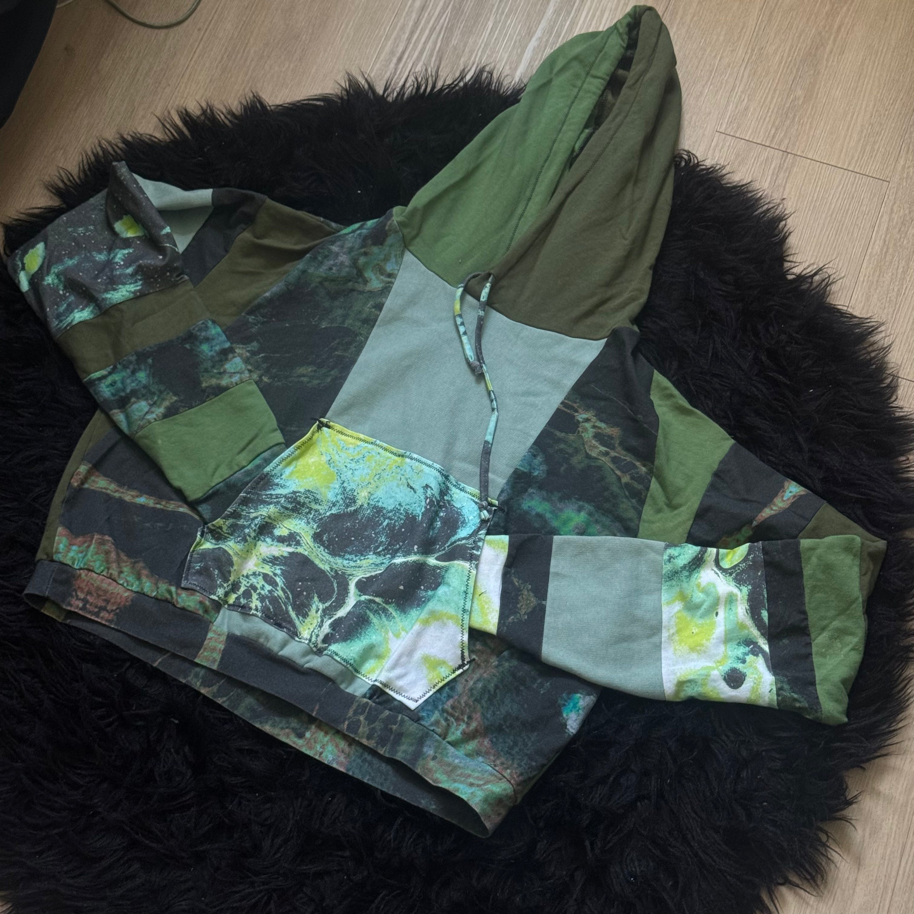 OOAK Patchwork Cropped Hoodie