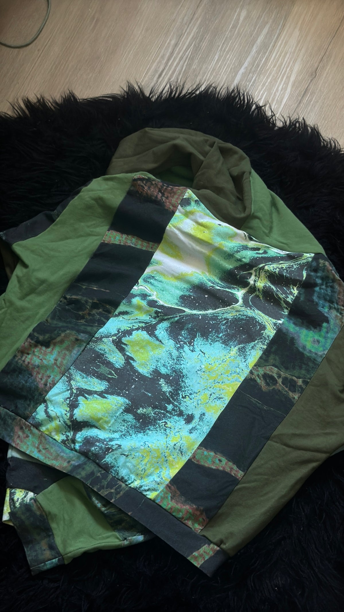 OOAK Patchwork Cropped Hoodie