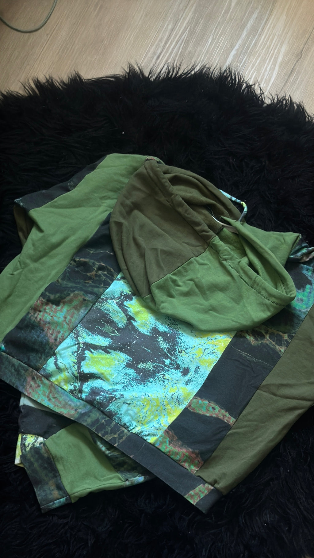 OOAK Patchwork Cropped Hoodie