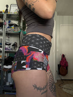 RTS Fold-over waist Patchwork Booty Shorts