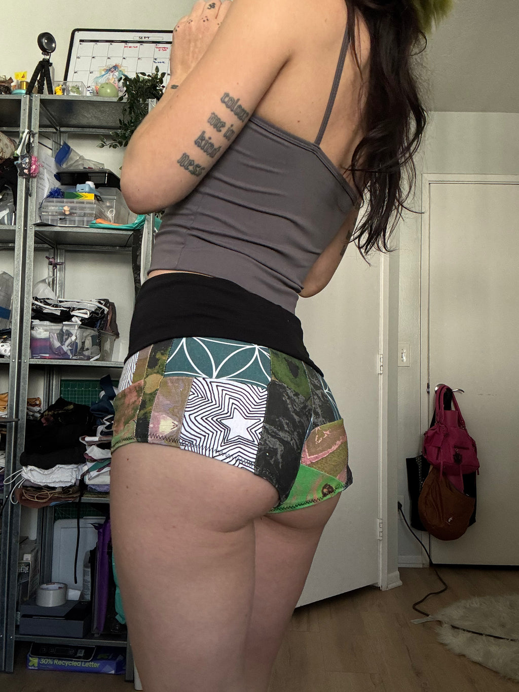 RTS Fold-over waist Patchwork Booty Shorts