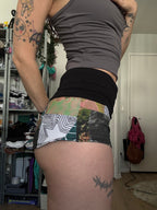 RTS Fold-over waist Patchwork Booty Shorts
