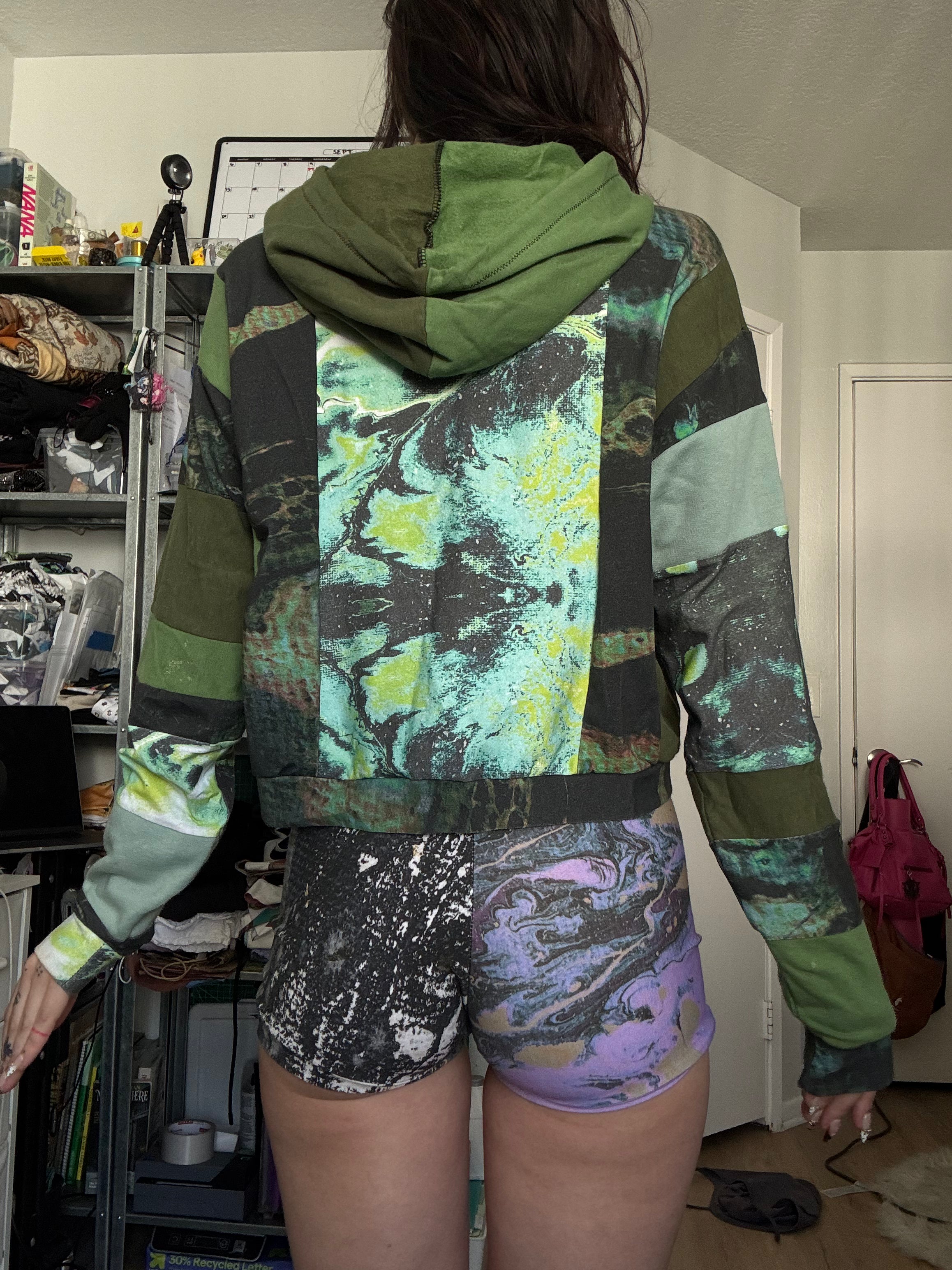 OOAK Patchwork Cropped Hoodie