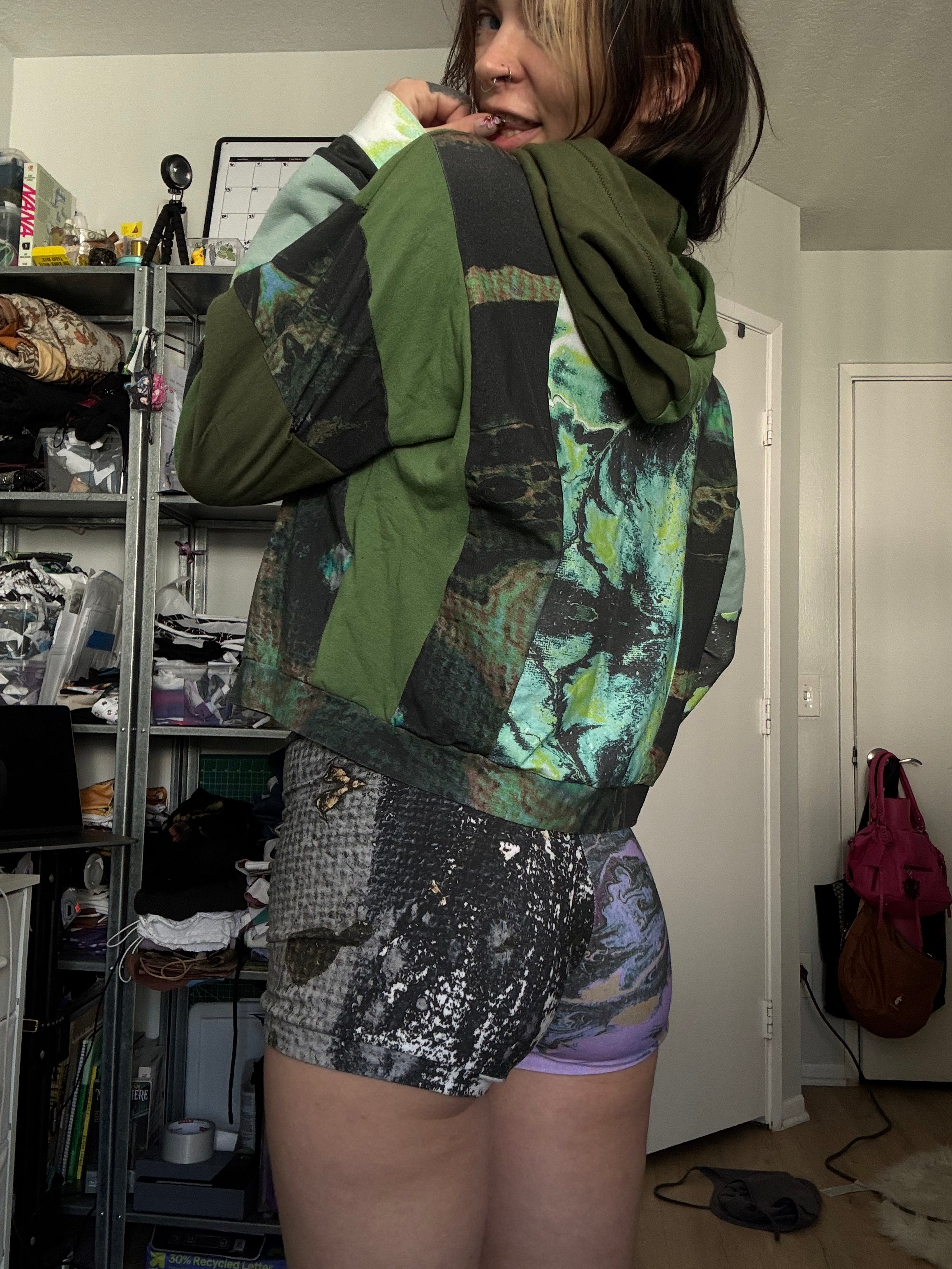 OOAK Patchwork Cropped Hoodie
