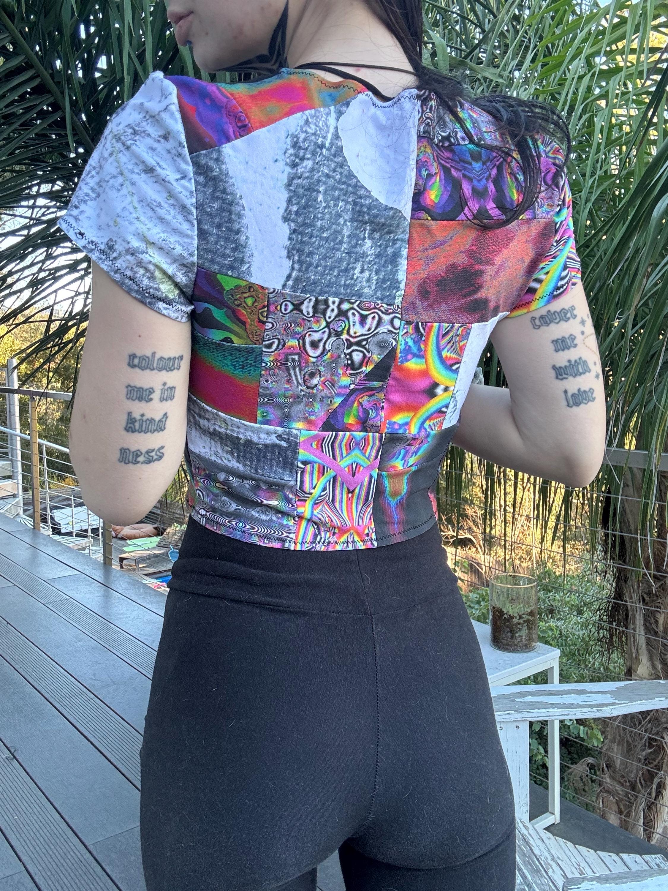 MTO Cubic Patchwork Cropped T-shirt - Choose Your Patterns