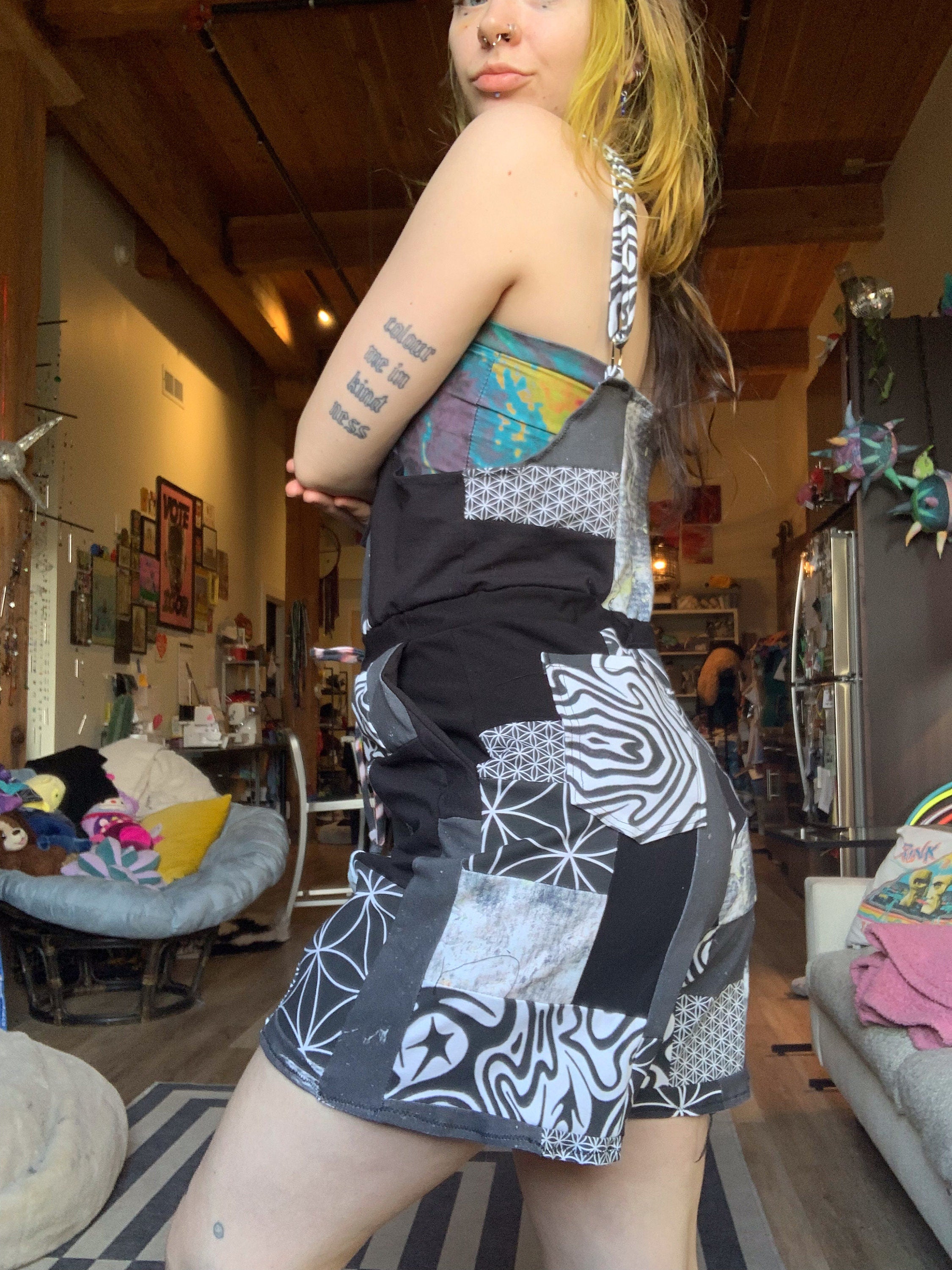 MTO Patchwork Short Overalls- FULLY Customizable and UNISEX