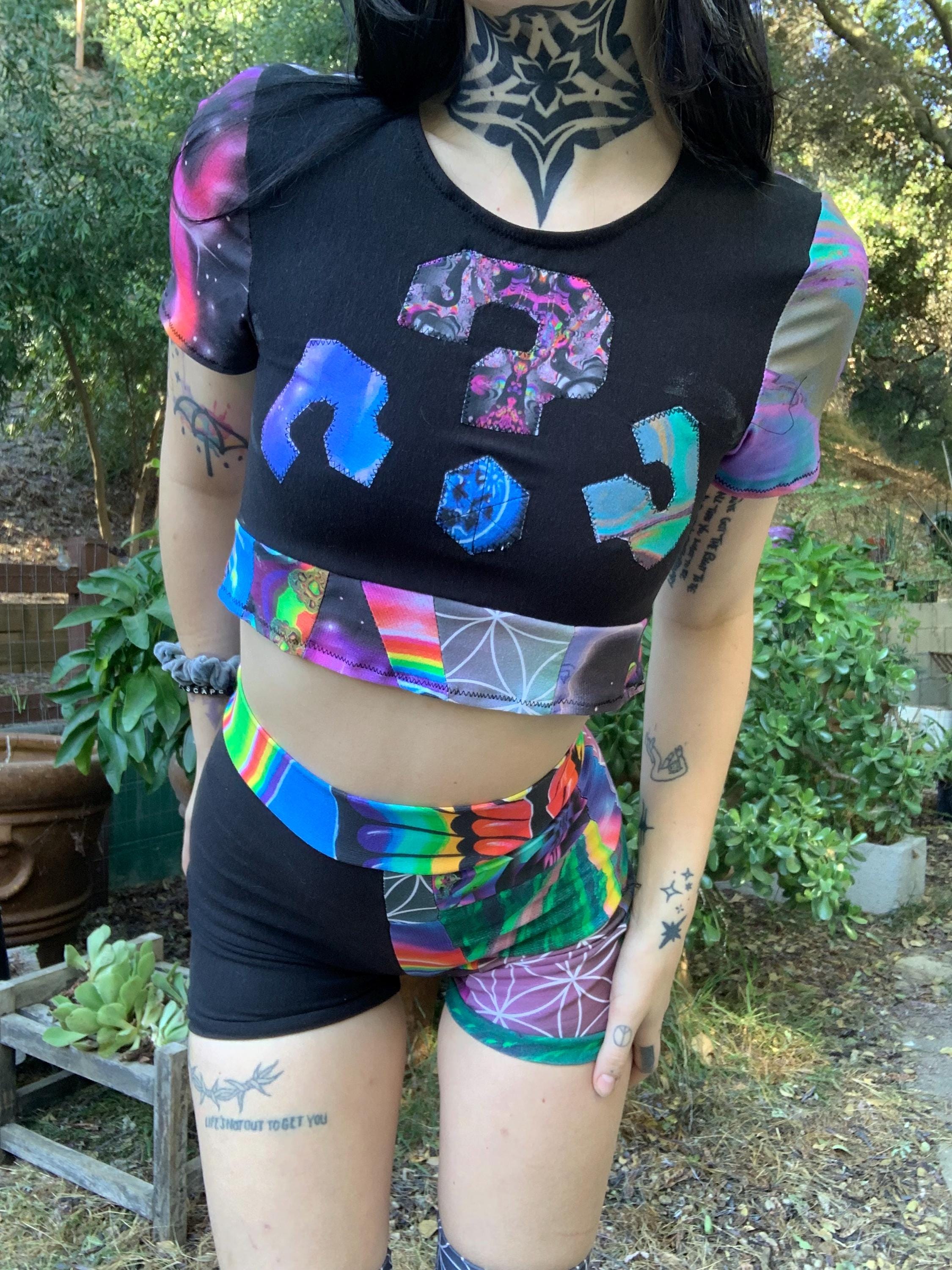 MTO Cubic Patchwork Cropped T-shirt - Choose Your Patterns
