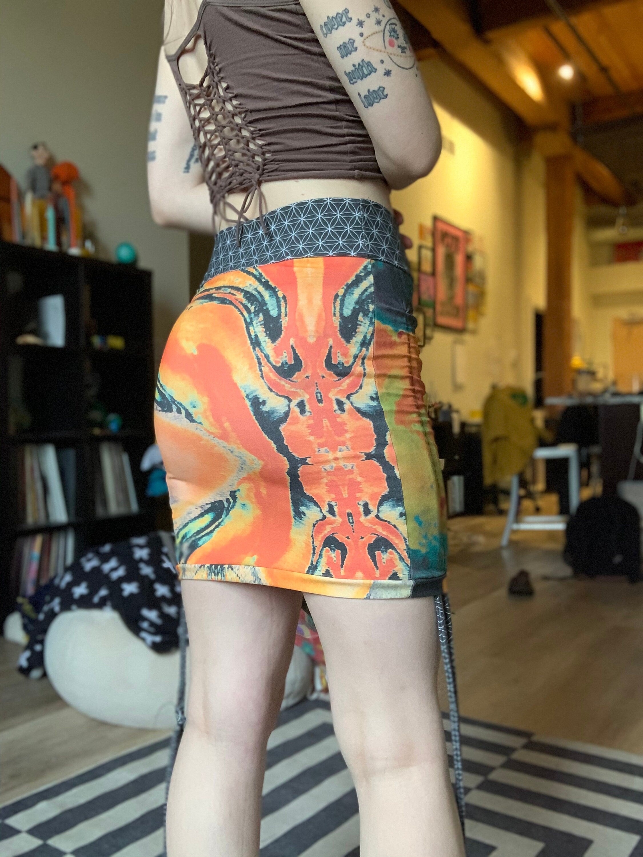 MTO 3 Pattern Cinch Mini Skirt
