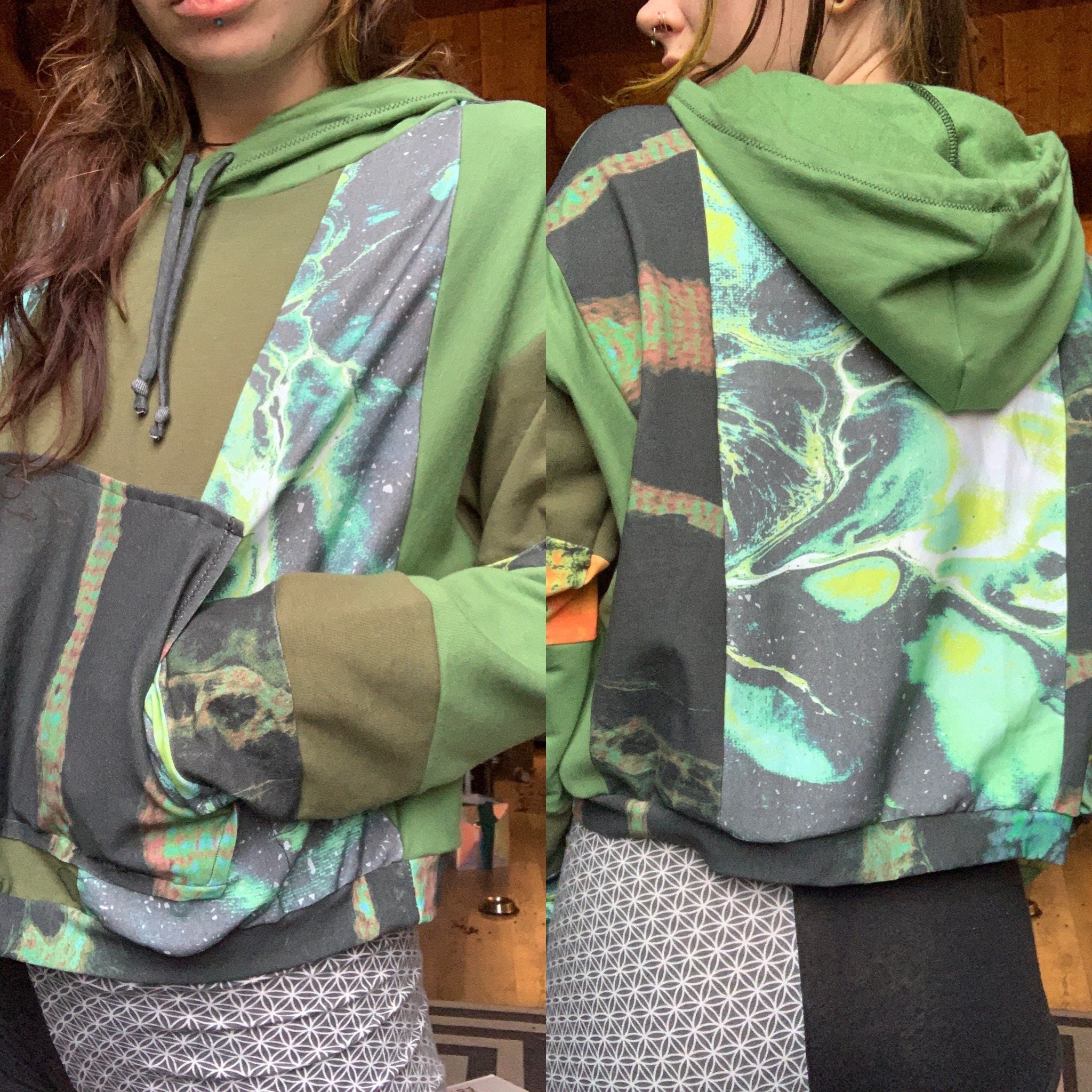 MTO Cropped Patchwork Hoodie